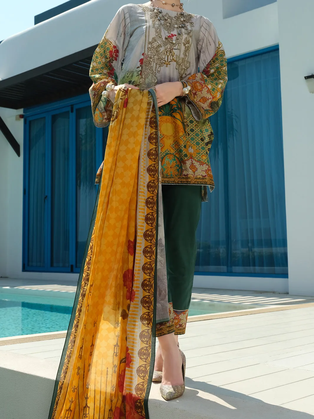 Aqua Lawn 3Pc Stitched - ALP-3PS-867