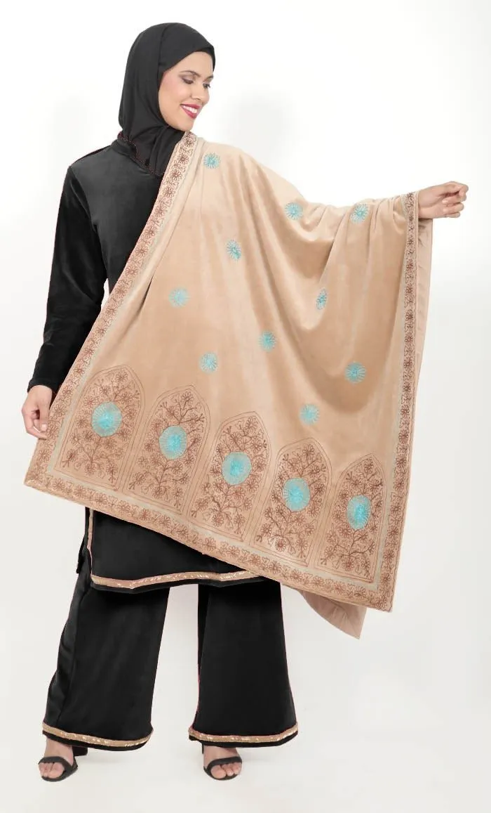 Beautiful Kashmiri Style Aari Work Detailing Shawl
