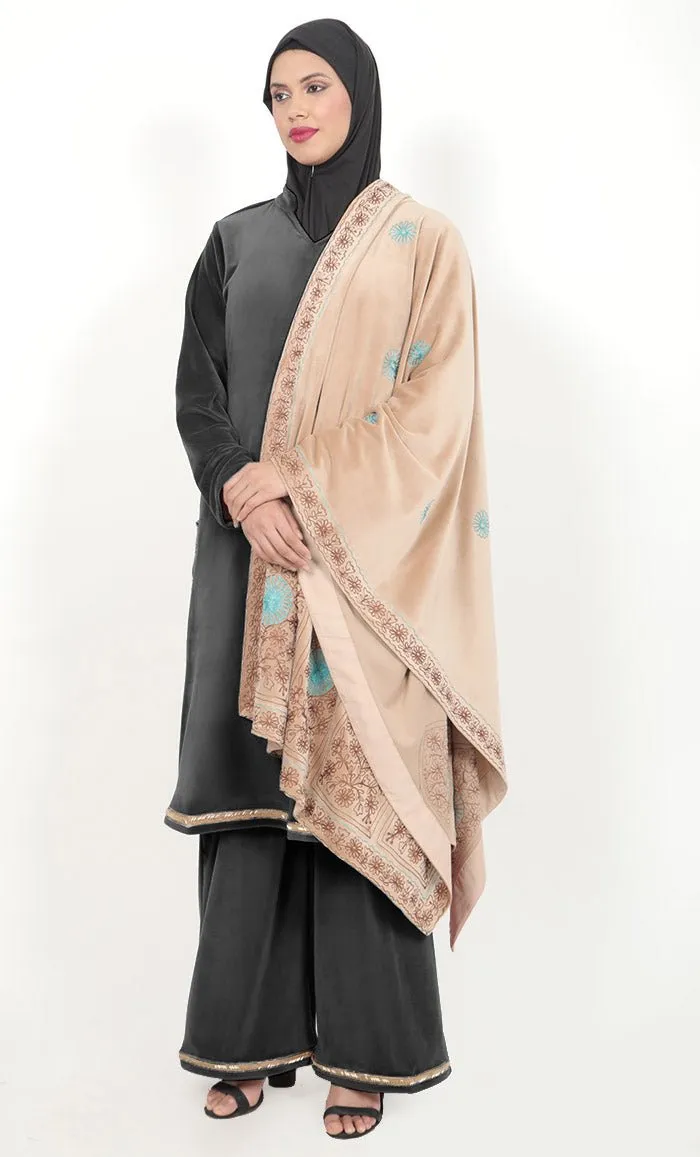 Beautiful Kashmiri Style Aari Work Detailing Shawl