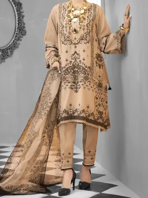 Beige Jacquard 3 Piece Stitched - ALP-1029