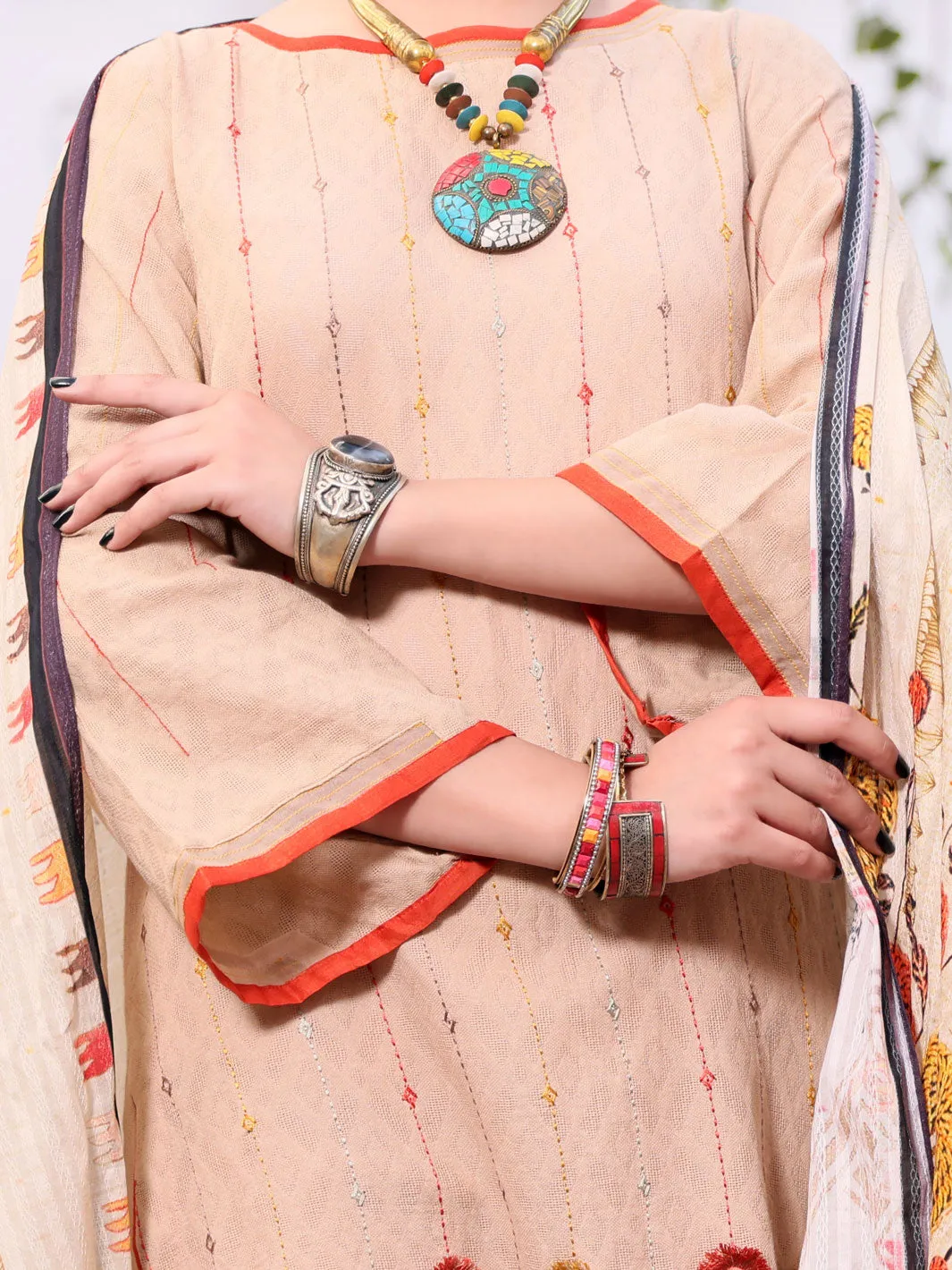 Beige Lawn 3 Piece Stitched - ALP-3PS-1081/S