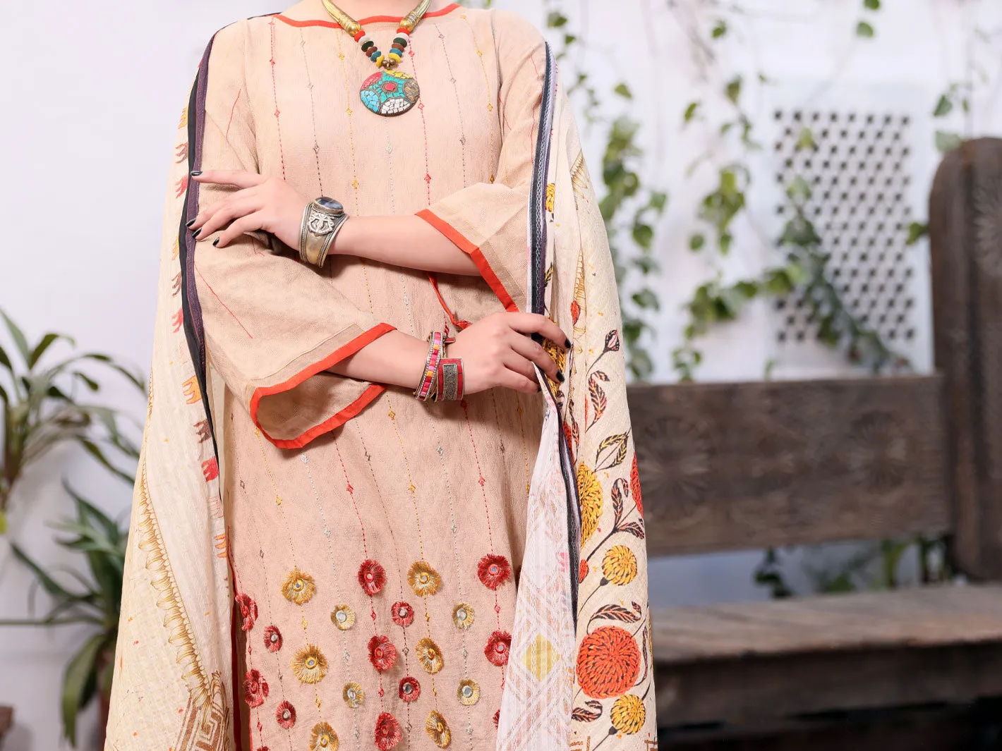 Beige Lawn 3 Piece Stitched - ALP-3PS-1081/S