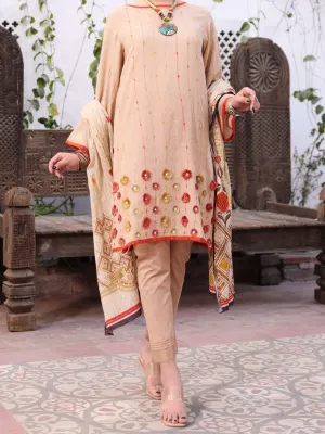 Beige Lawn 3 Piece Stitched - ALP-3PS-1081/S