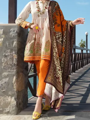Beige Lawn 3 Piece Stitched - ALP-3PS-885