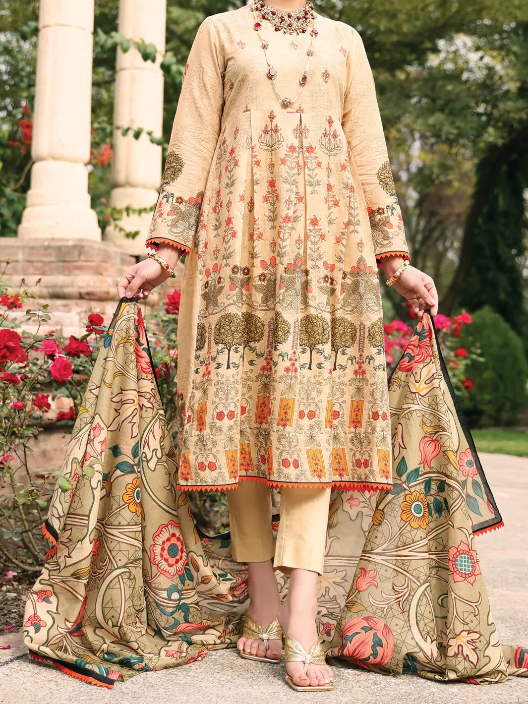 Beige Lawn 3 Piece Stitched - ALP-3PS-927