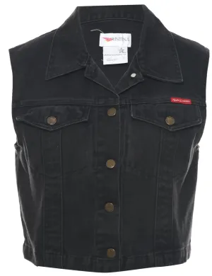 Black Denim Jacket Vest - S