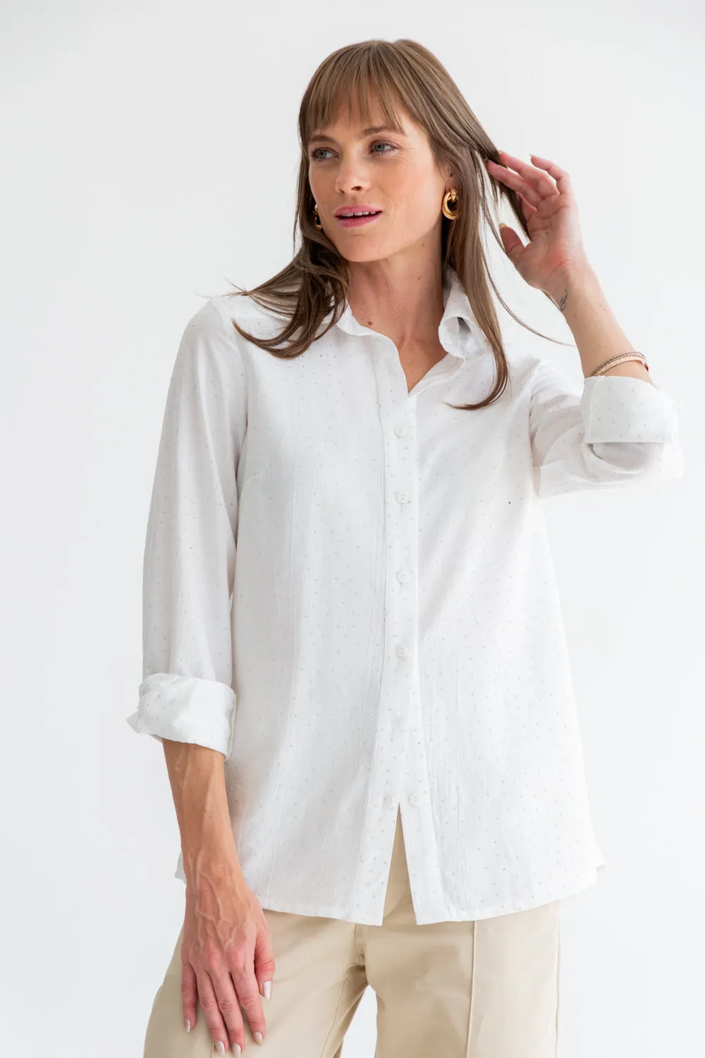 Boyfriend Shirt White Diamond
