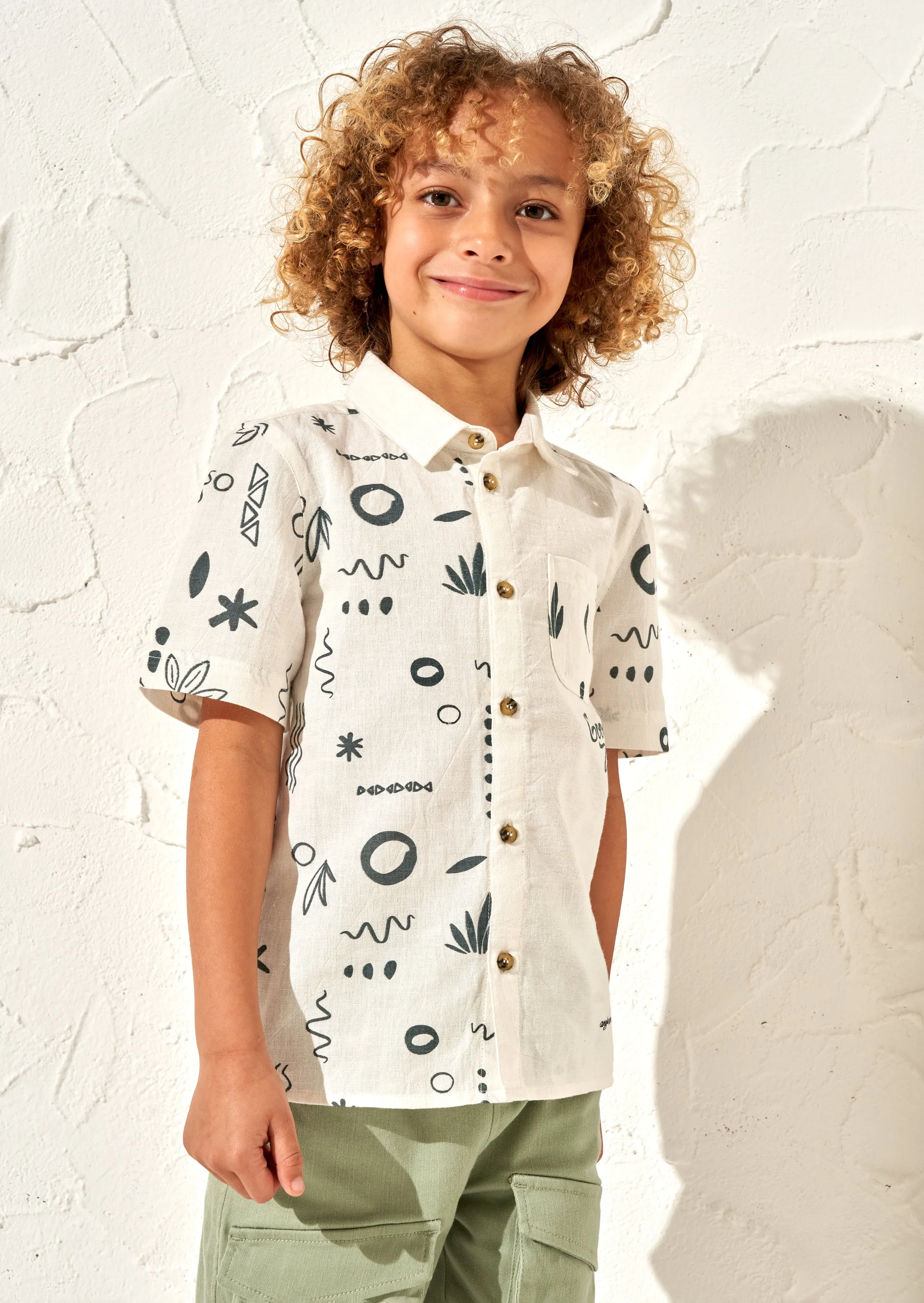 Connor Cream Textured Holiday Shirt