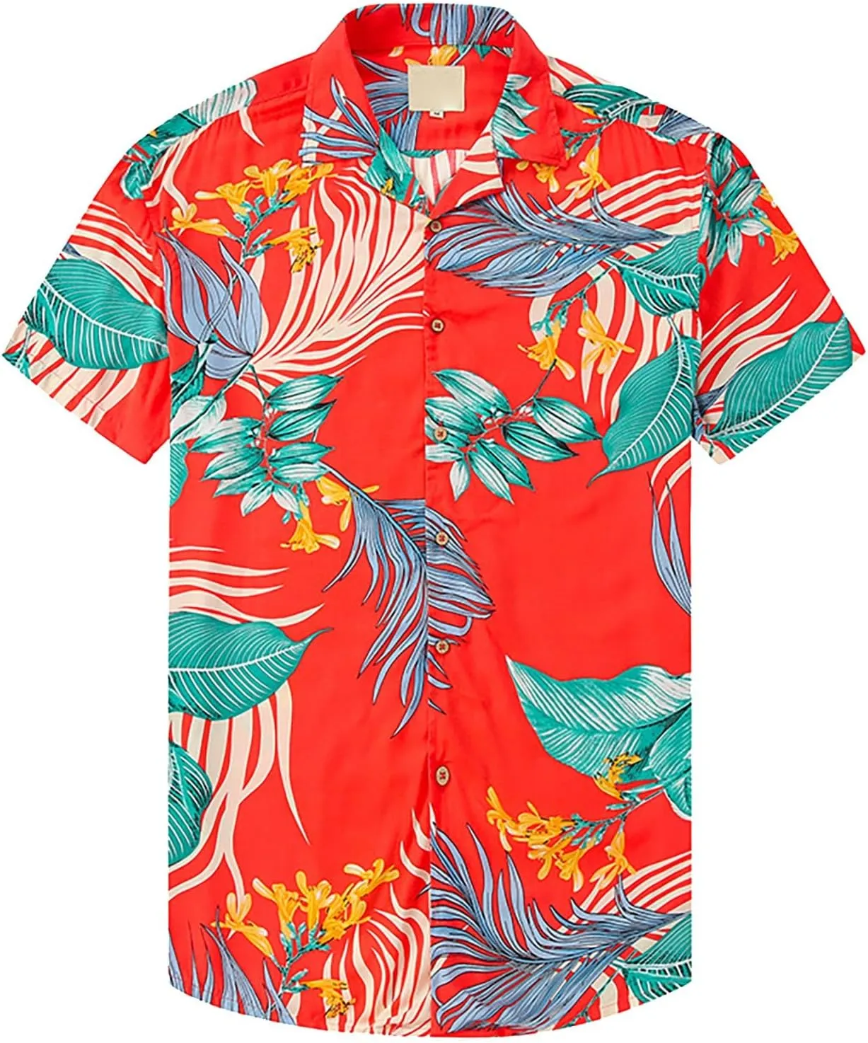 CRNTCEM Men's Casual Hawaiian Shirt Floral Printed Button-Down Cruise Shirts Short Sleeve Tropical Travel Beach Shirt