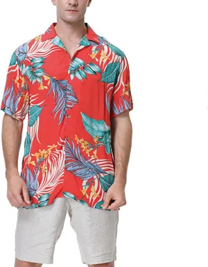 CRNTCEM Men's Casual Hawaiian Shirt Floral Printed Button-Down Cruise Shirts Short Sleeve Tropical Travel Beach Shirt
