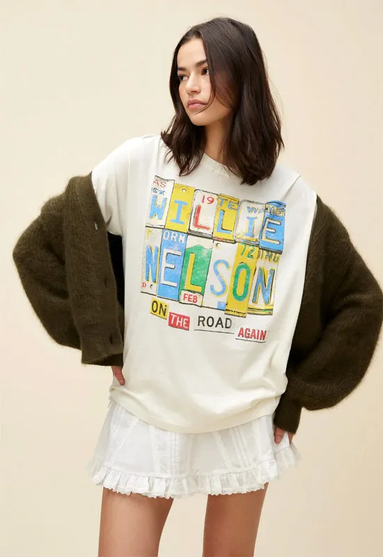 Daydreamer - Willie Nelson On the Road Again Boyfriend Tee