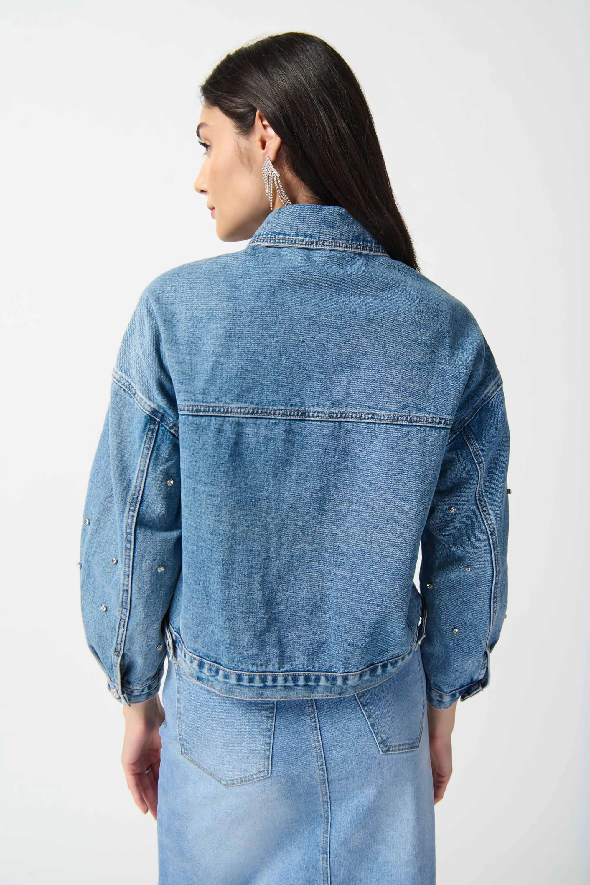 Embellished Denim Boxy Jacket