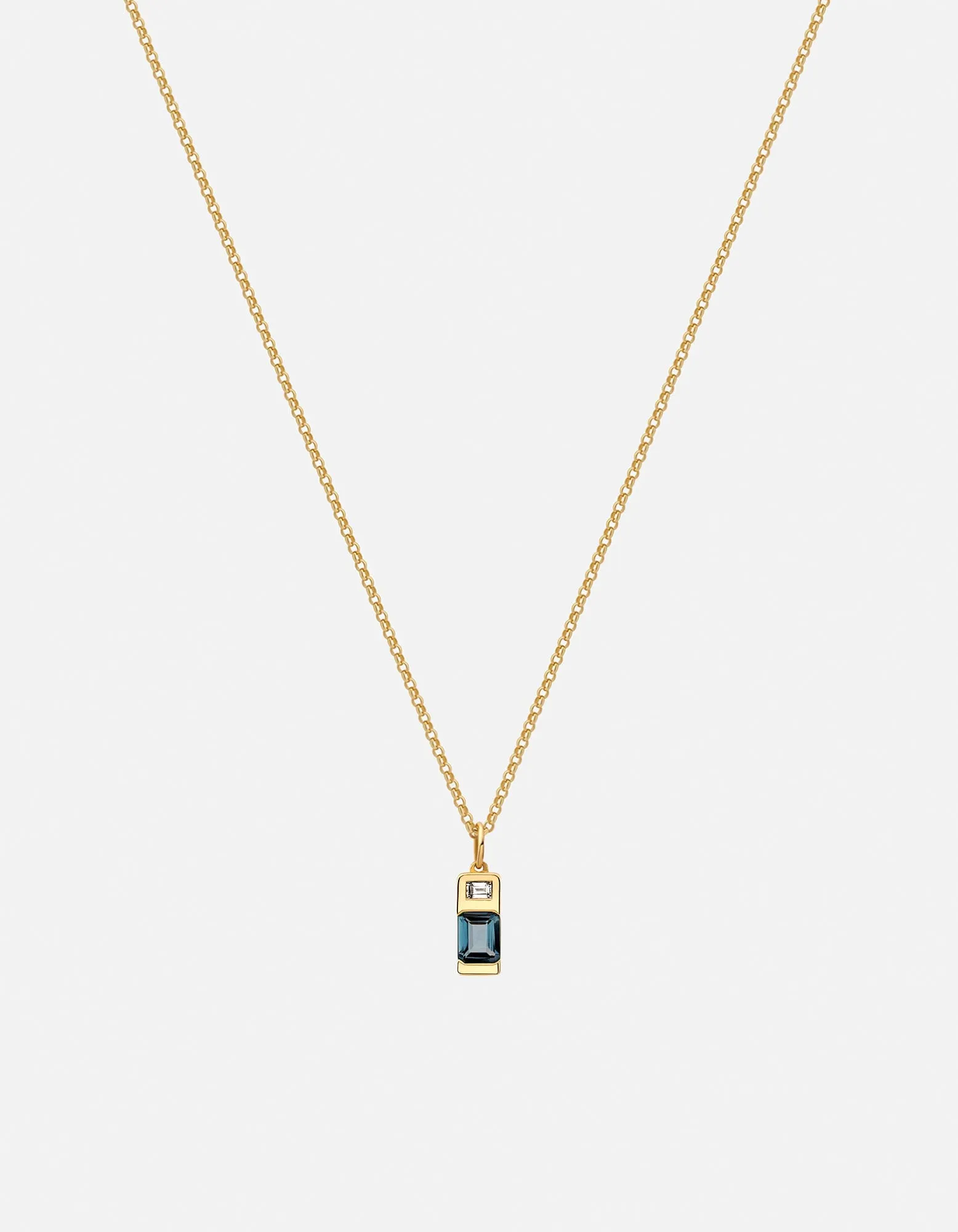 Everett London Blue Topaz Necklace, Gold Vermeil/Baguette Sapphire