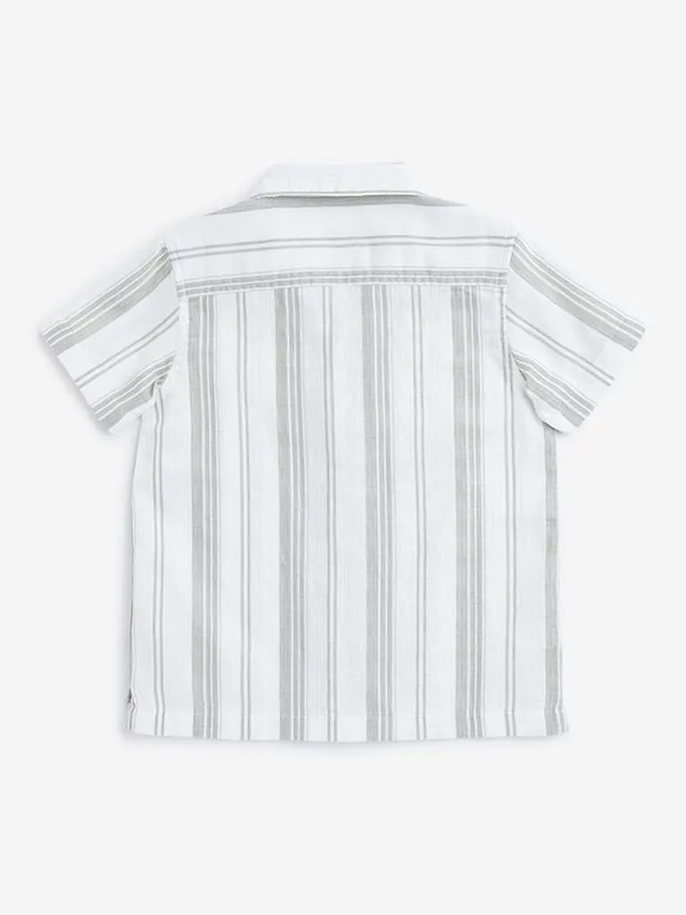 HOP Kids Olive Stripe Printed Shirt