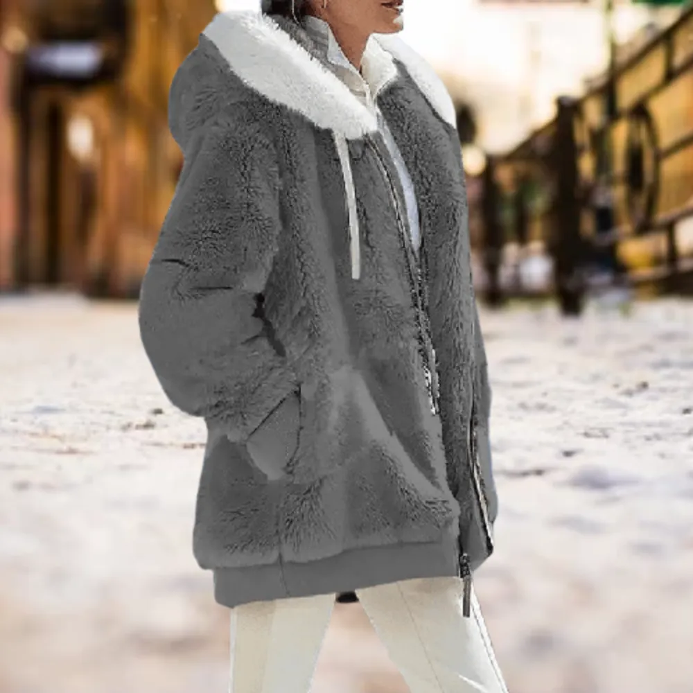 Kathryn | Plsch-Kapuzenjacke