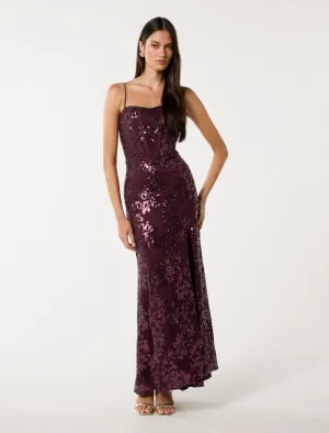 Lucia Strappy Sequin Maxi Dress