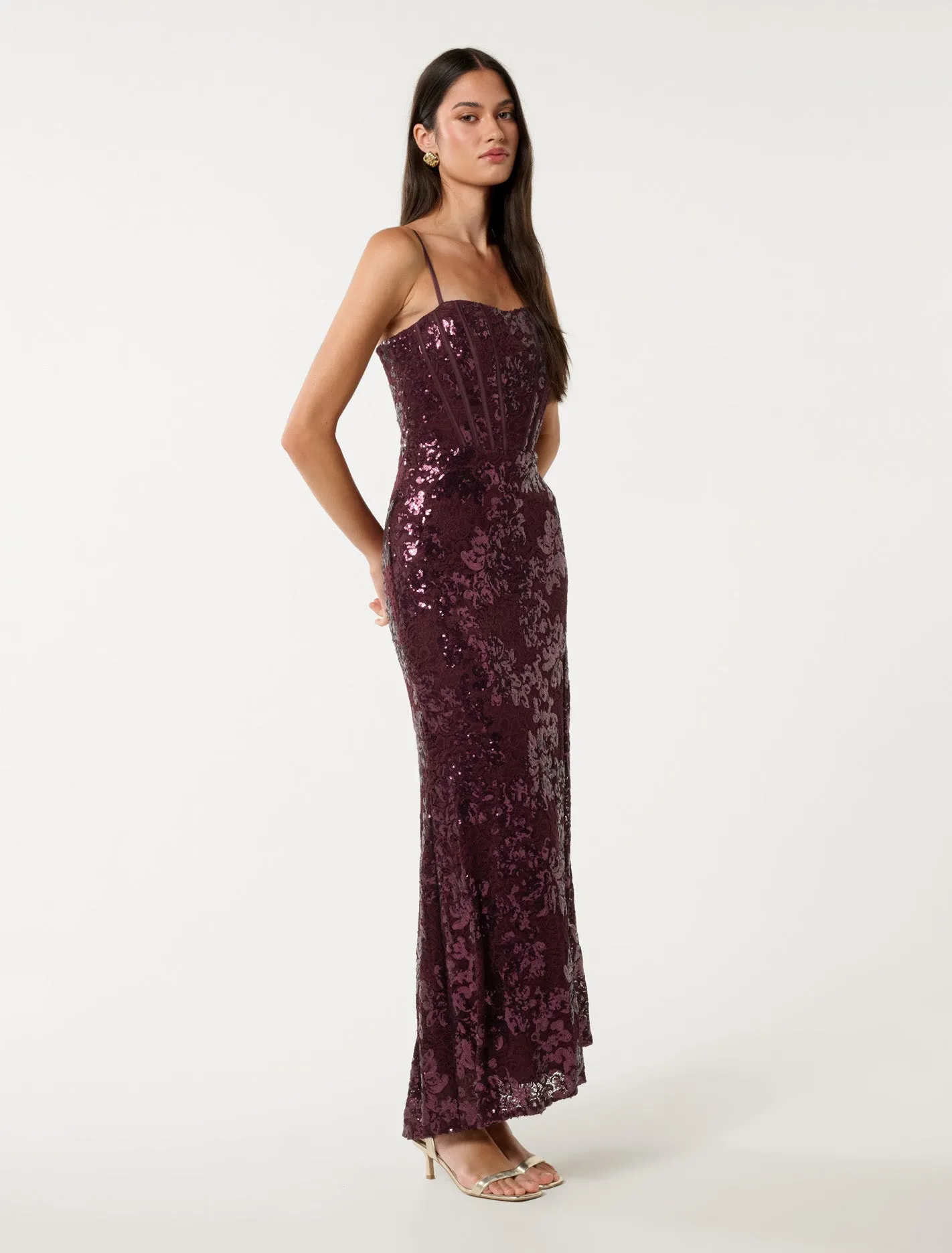 Lucia Strappy Sequin Maxi Dress