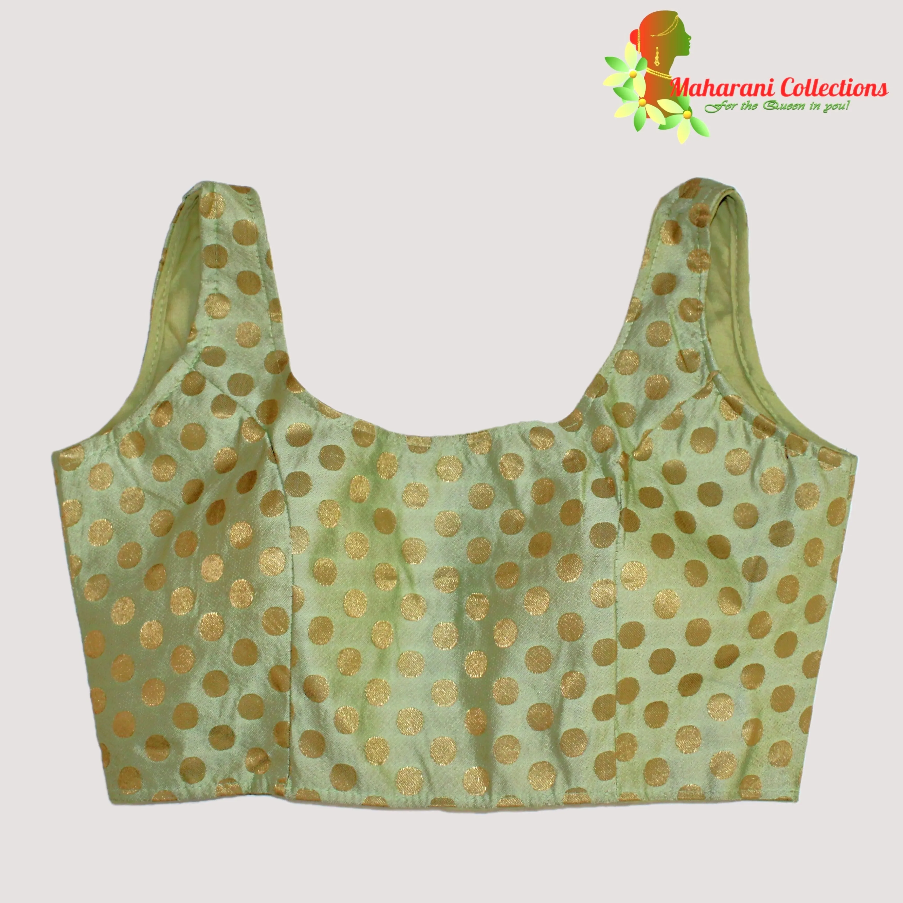 Maharani's Pure Banarasi Silk Saree - Asparagus Green (with Stitched Blouse and Petticoat)