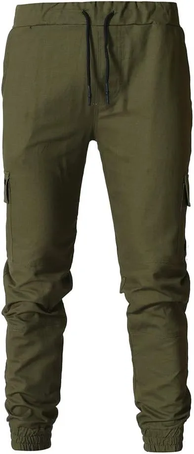 QWENTMTNTY Cargo Pants for Men Slim Fit Casual Cotton Skinny Joggers Big and Tall Hiking Athletic Gym Workout Sweatpants