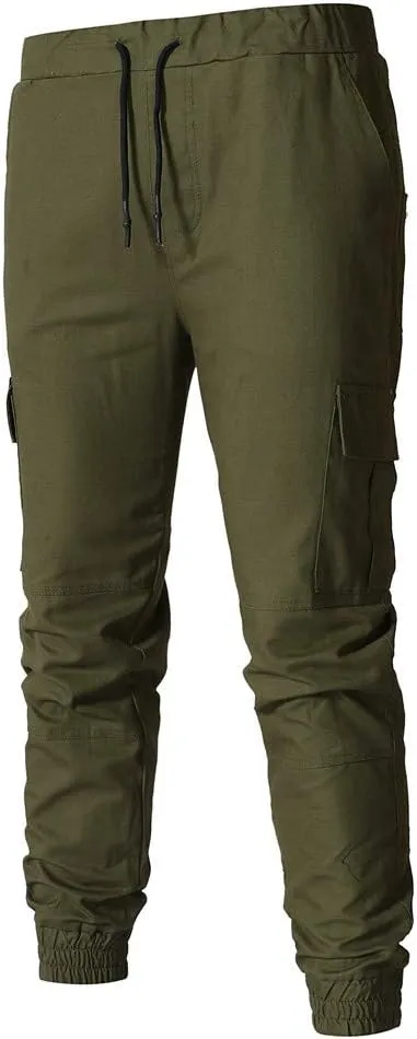 QWENTMTNTY Cargo Pants for Men Slim Fit Casual Cotton Skinny Joggers Big and Tall Hiking Athletic Gym Workout Sweatpants