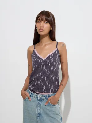 Superstar Mauve Printed Cotton-Blend Camisoles- Pack of 2