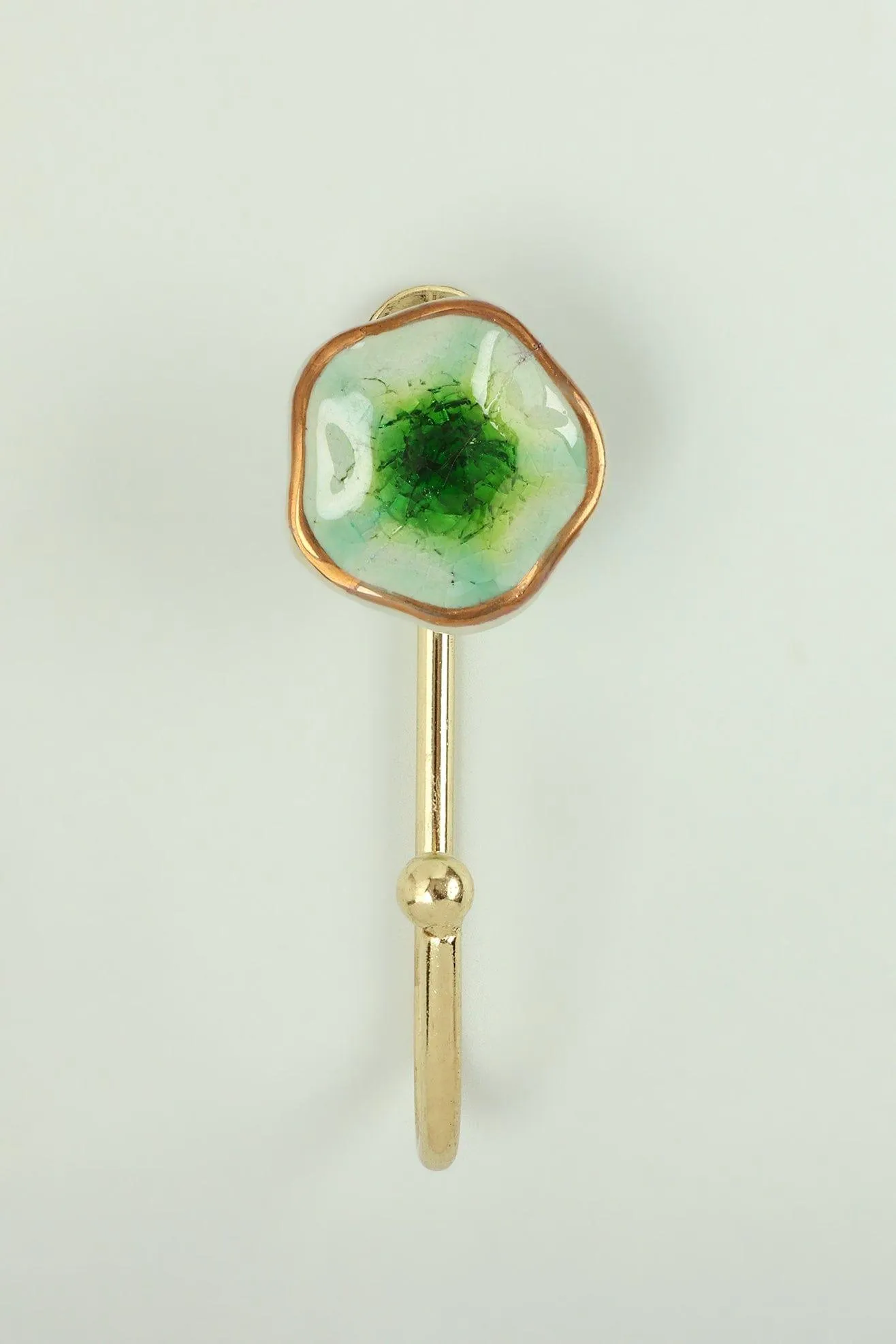 Tiffity Brass Crackle Glaze Ceramic Wall Hook