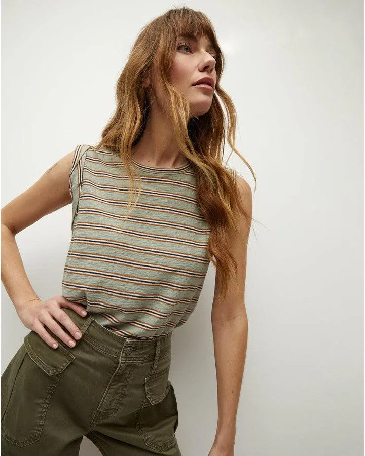 Veronica Beard Dree Striped Muscle Tee Sage Multi