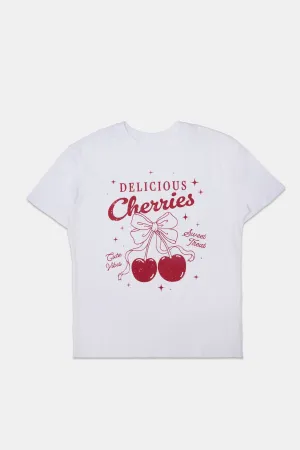 Womens Cherries Graphic Boyfriend Tee