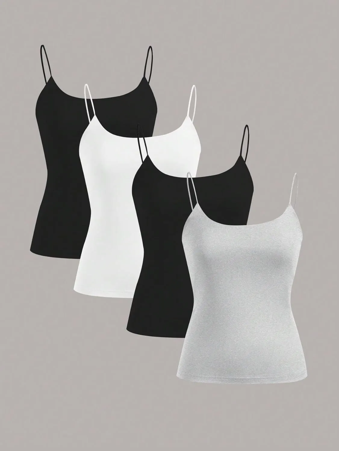 Women's Sleeveless 4pcs Pack Camisoles for Spring Summer Cami Tops